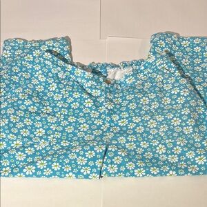 Big Bud Press Work Pants Made in LA Retro Floral Daisy Teal Blue White 2XL RARE